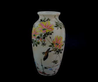 An Asian Hand-Painted Flower Vase