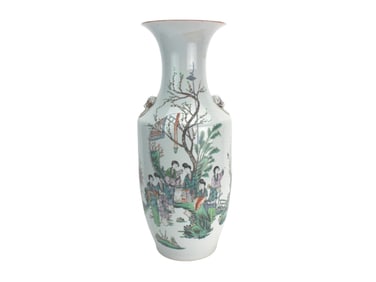 Large Chinese Famille Rose Porcelain Floor Vase