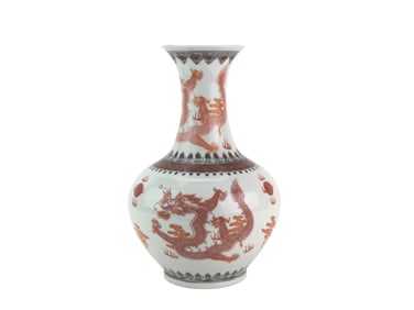 Chinese Bottle Vase with Iron Red Dragon