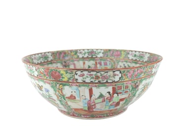 CHINESE EXPORT ROSE MEDALLION PUNCH BOWL
