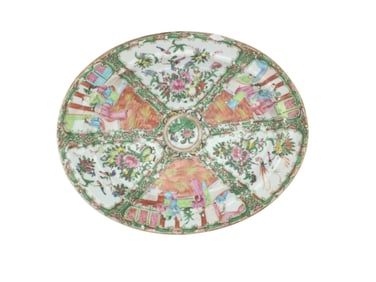 LARGE CHINESE ROSE MEDALLION OVAL PLATTER