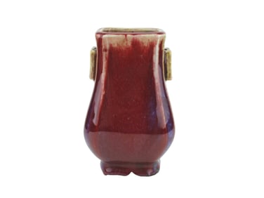 Chinese Flambé-Glazed Square Vase