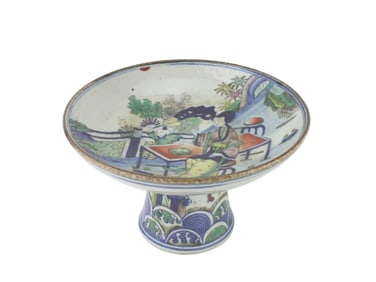 A CHINES FAMILLE VERTA B/W STEM PLATE