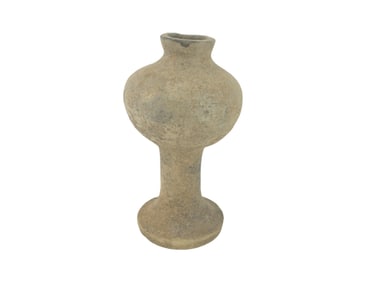 Antique Chinese Gray Pottery Stem Vessel