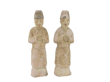 TWO CHINESE EARTHWARE FIGURINES