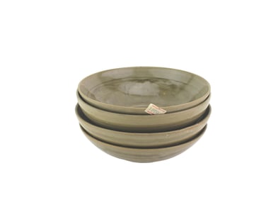 Four Chinese Celadon Bowls with Leaf Design