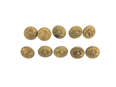 10 Brass Military Uniform Buttons by Jacob Reed's