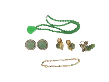 Lot of Green Hard Stone Jewelry