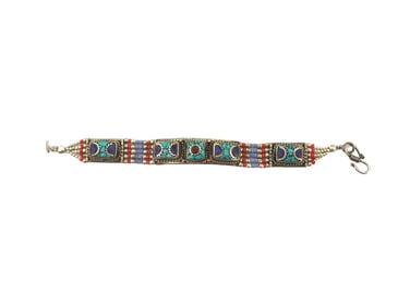Inlaid Turquoise & Lapis Beaded Bracelet