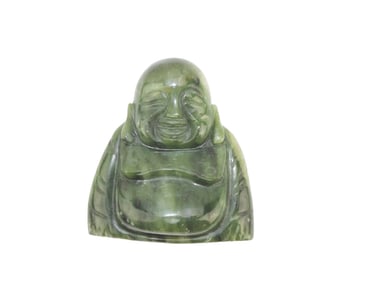 CHINESE CARVED GREEN JADE BUDDHA