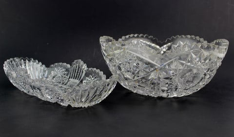 Two Cut Lead Crystal Glass Bowls