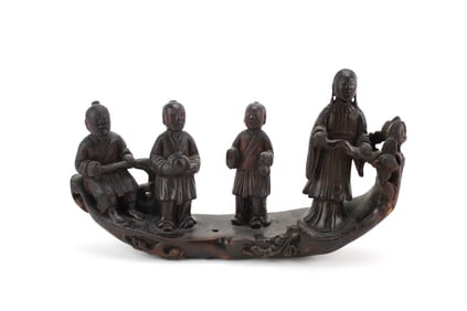 Chinese Wooden Carving Figures on Boat