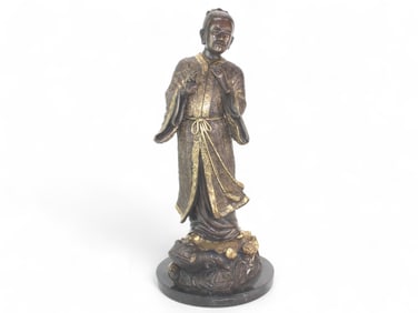 Chinese Gilt Bronze Figure on Frog Sculpture
