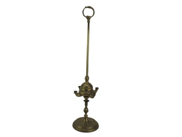 Tall Brass Oil Lamp with Snake Motif