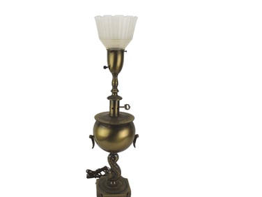 Brass Table Lamp with Dolphin Base