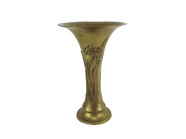 Asian Bronze Vase with Floral Relief