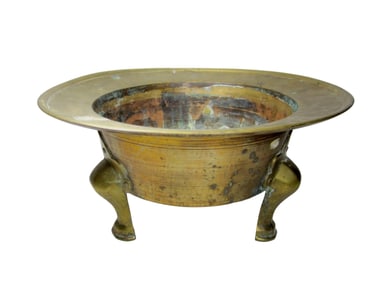 Large Asian Brass Tripod Basin