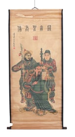 Chinese Scroll Painting with Warrior figures