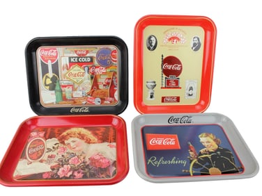 FOUR COCA COLA SERVING TRAYS