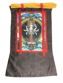 Tibetan Hand-Painted Thangka Scroll
