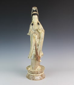 Large Carved Bone Statue of Guanyin