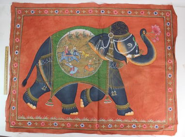 Large South ASian Silk Painting of Elephant