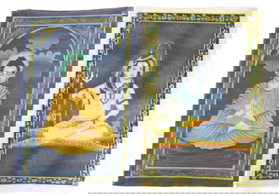 Pair of Buddha and Shiva Silk Paintings