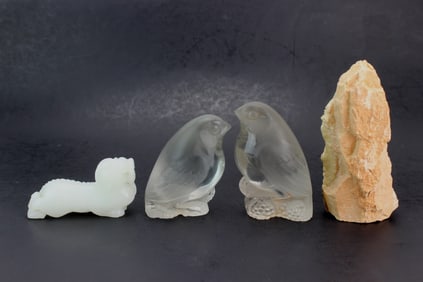 Group of Stone and Glass Carvings
