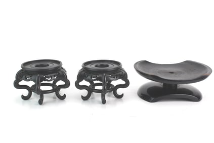 Group of Three Carved Wood Display Stands