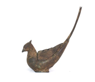 Bronze Bird Form Lidded Vessel