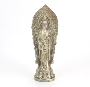 White Metal Standing Kwanying Statue