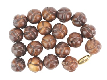 Lot of 20 Carved Wood Beads
