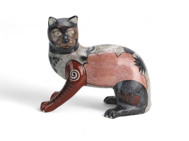 Hand-Painted Tonalá Mexican Pottery Cat