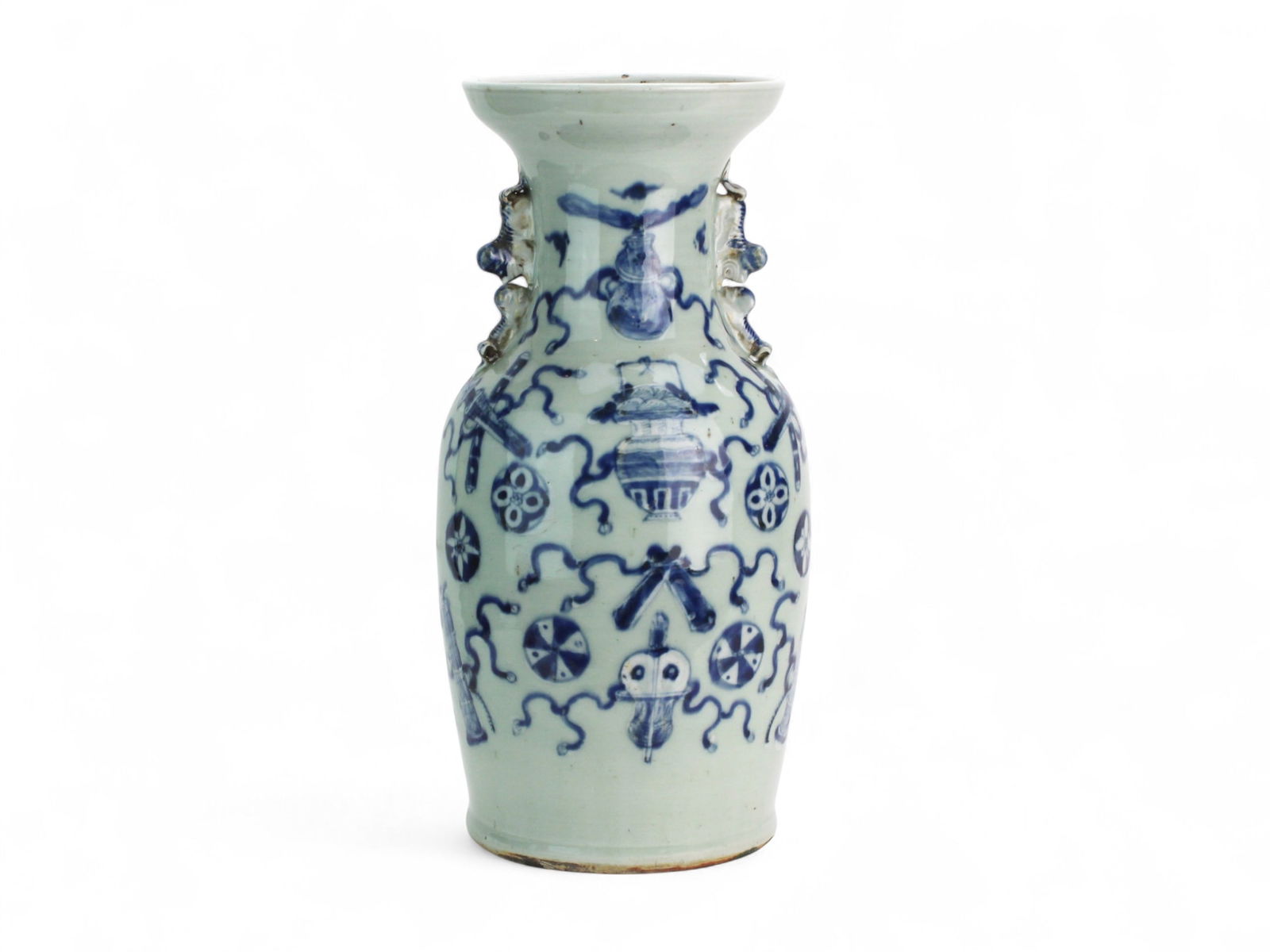 Blue and White Porcelain Vase with Buddhist Emblem (1 of 10)