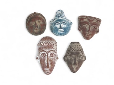 Five Painted Earthware Face Masks