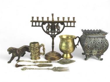 Group of Decorative Bronze Judaica & Utensils