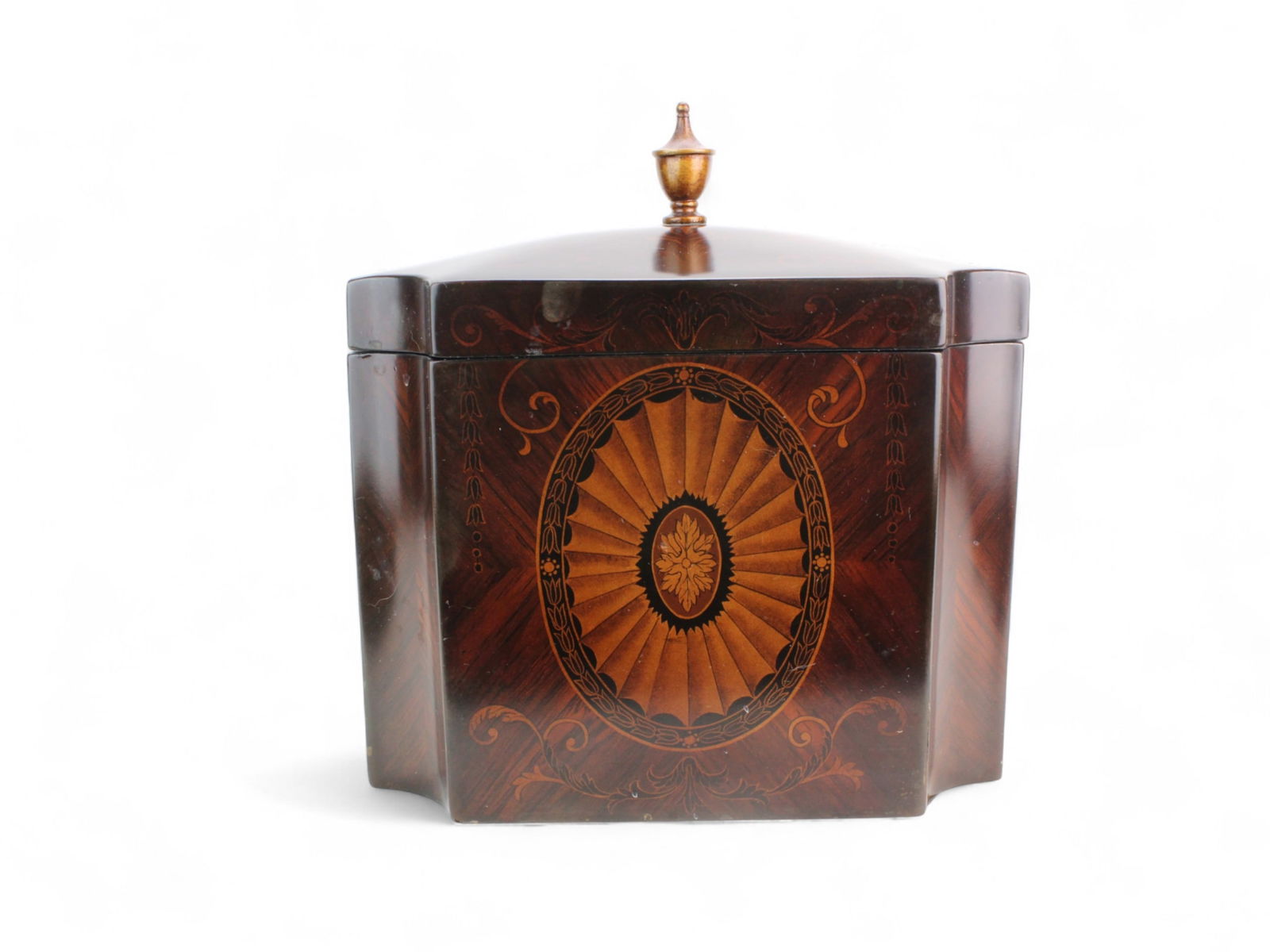 Wooden Inlaid Decorative Box with Finial Lid (1 of 8)