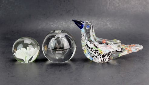 Group of Three Art Glass Collectibles