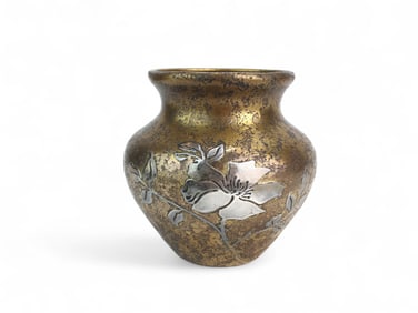 Bronze Jar with Sterling Silver Floral Design