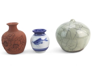 Group of Three Small Ceramic Vases