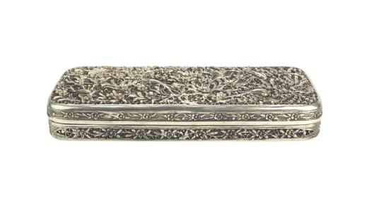 Chinese Sterling Silver Filigree Floral Box