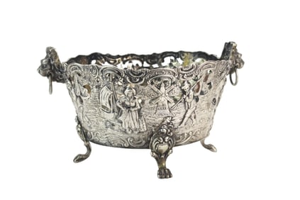 German .800 Silver Footed Reticulated Bowl