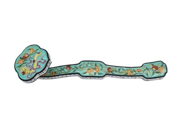 Chinese Cloisonné Enamel Ruyi with Floral Design