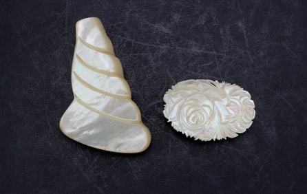 Two Mother-of-Pearl Carved Ornaments