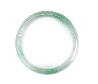 Green Jadeite Bangle with Natural Veining