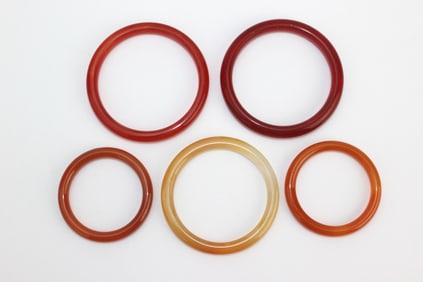 Five Mixed Color Hardstone Bangles