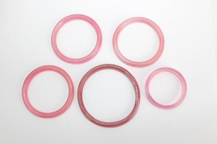 Set of Five Pink Hardstone Bangles