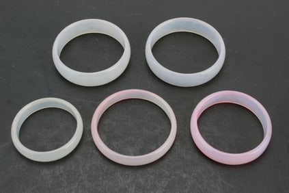 Group of Five Translucent Hardstone Bangles