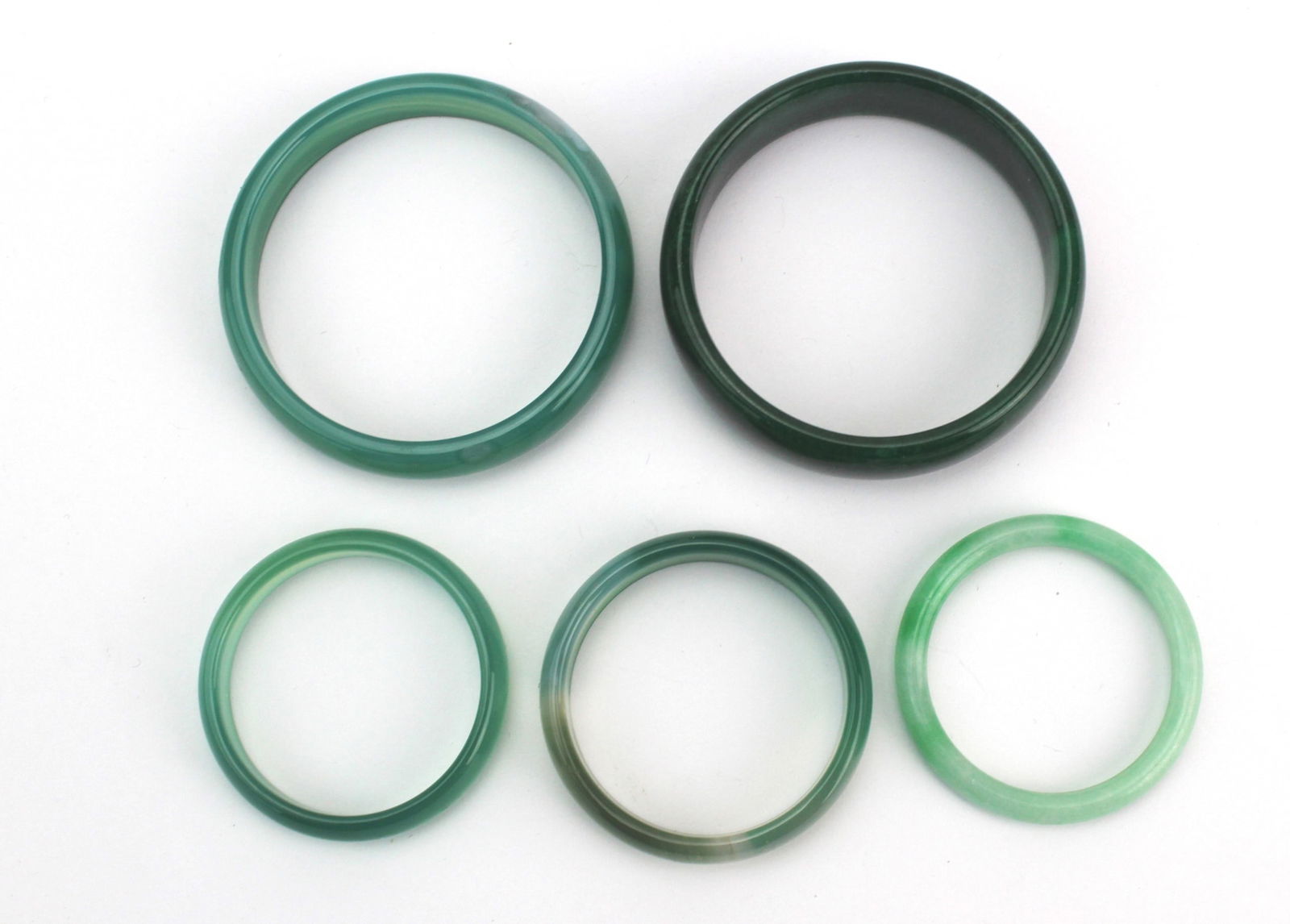 Group of Five Green Hardstone Bangles (1 of 8)
