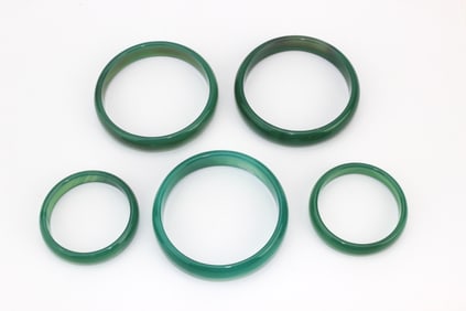 Lot of Five Green Hardstone Bangles